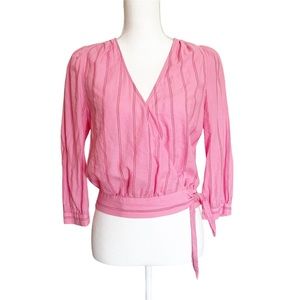 Madewell Wrap Top Pink in Cecilia Stripe Small
